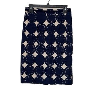 Women's Boden Navy & Cream Printed Lined Pencil Skirt Size 6